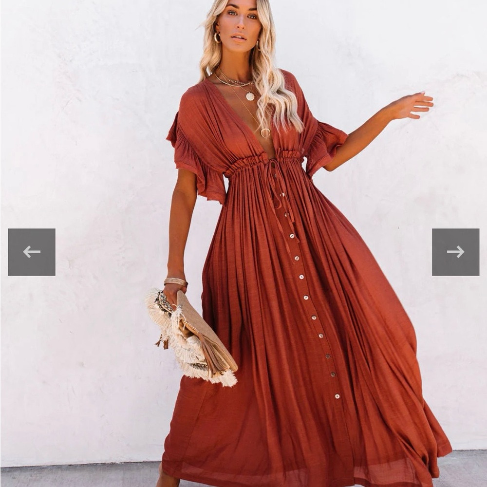 Boho Rust Maxi Dress - Picture 4 of 6